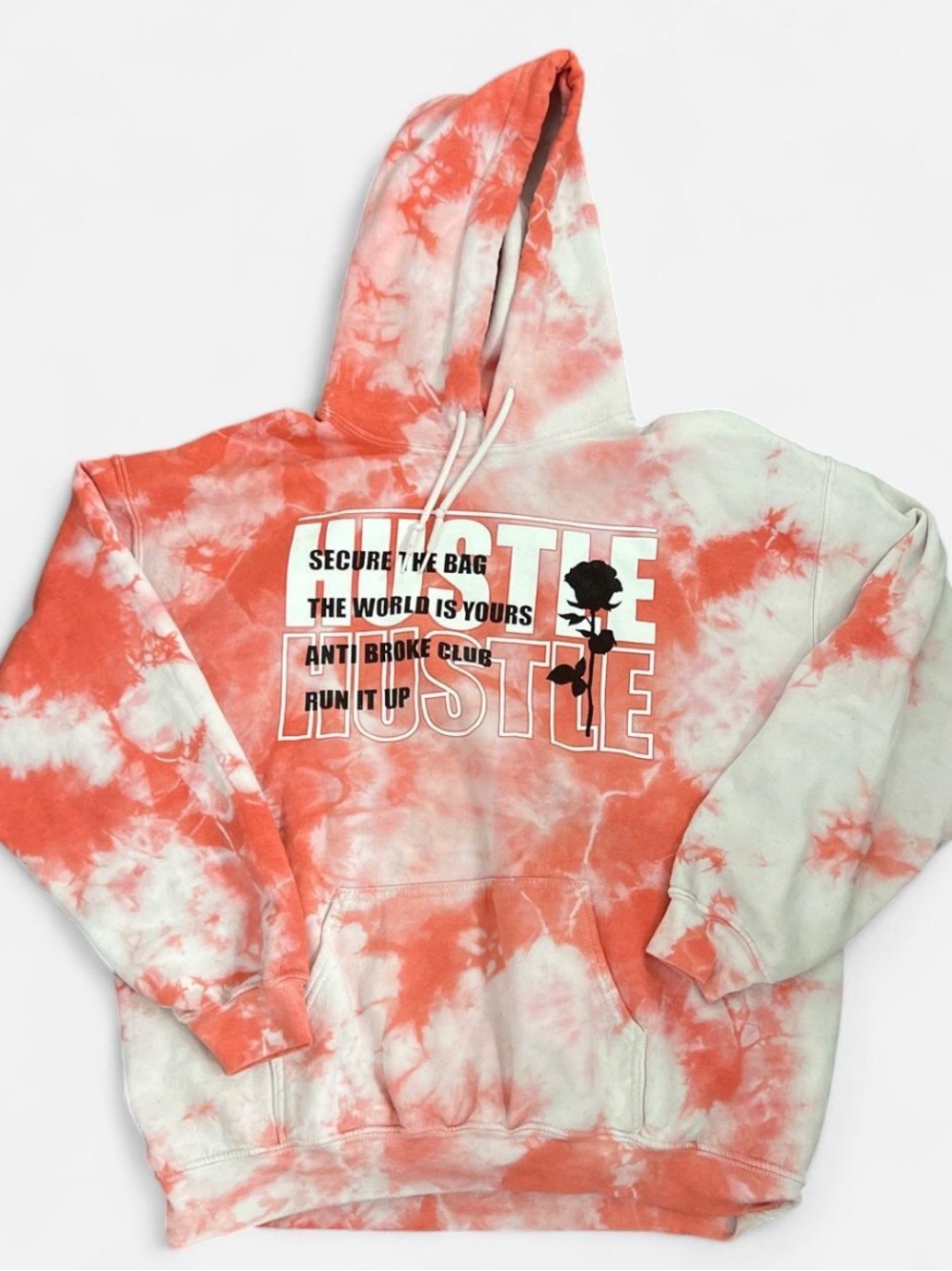 Tie Dye Graphic Hoodie White Coral